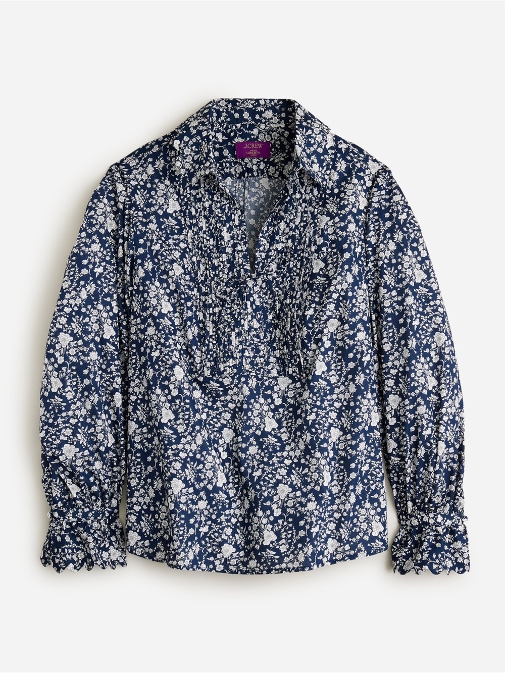 J.Crew Pintuck Ruffle-Collar Popover Top in Liberty Fabric – Size XXL
